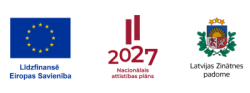 "Līdzfinansē Eiropas Savienība", "Latvijas Nacionālais attīstības plāns 2021.-2027. gadam" un "Latvijas Zinātnes padome" logo rinda