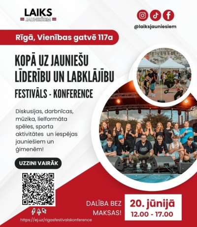 Afiša festivālam-konferencei "Kopā uz jauniešu līderību un labklājību"
