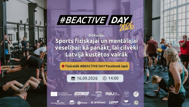 #BeActiveDay vizuālis ar diskusijas nosaukumu un norises laiku