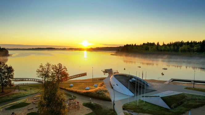 Alūksnes Pilssala no putna lidojuma