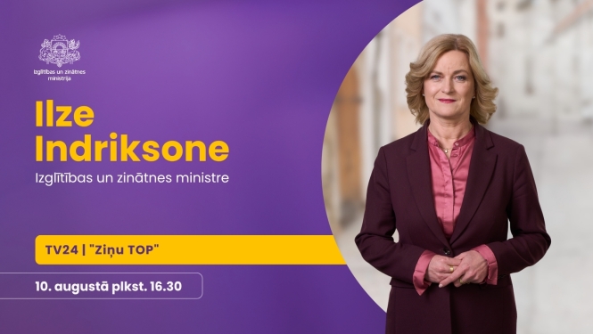 Izglītības un zinātnes ministre Ilze Indriksone piedalās TV24 raidījumā "Ziņu TOP"