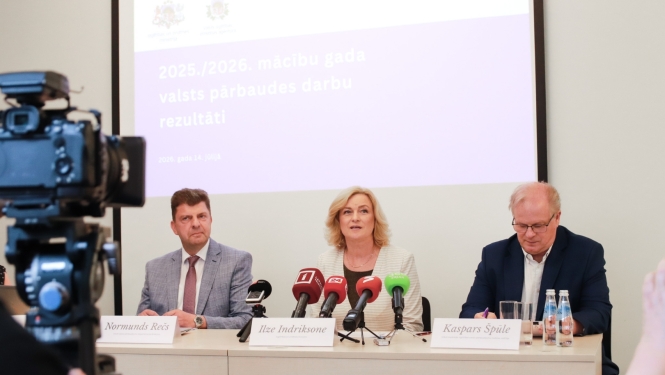 IZM un VIAA preses konferences par CE rezultatiem dalībnieki - Ilze Indriksone, Normunds Rečs, Kaspars Špūle