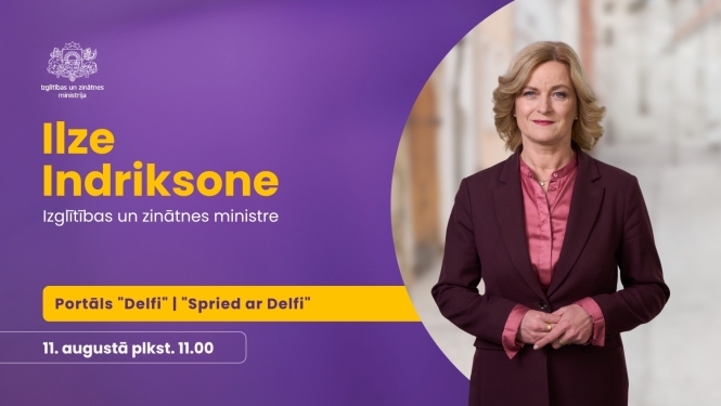 Izglītības un zinātnes ministre Ilze Indriksone piedalās portāla "Delfi" raidījumā "Spried ar Delfi"