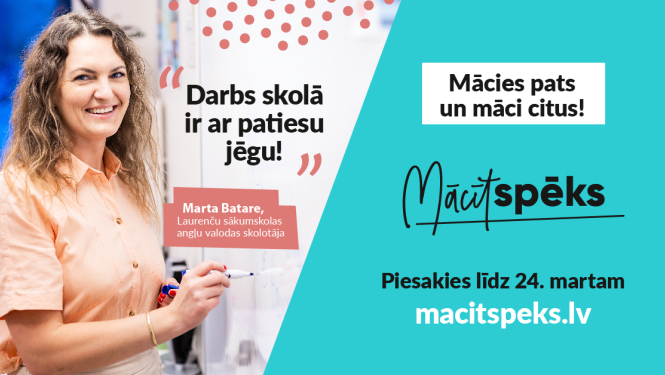 Mācītspēks pieteikšanās līdz 24. martam, attēlā redzama skolotāja Marta no Laurenču sākumskolas
