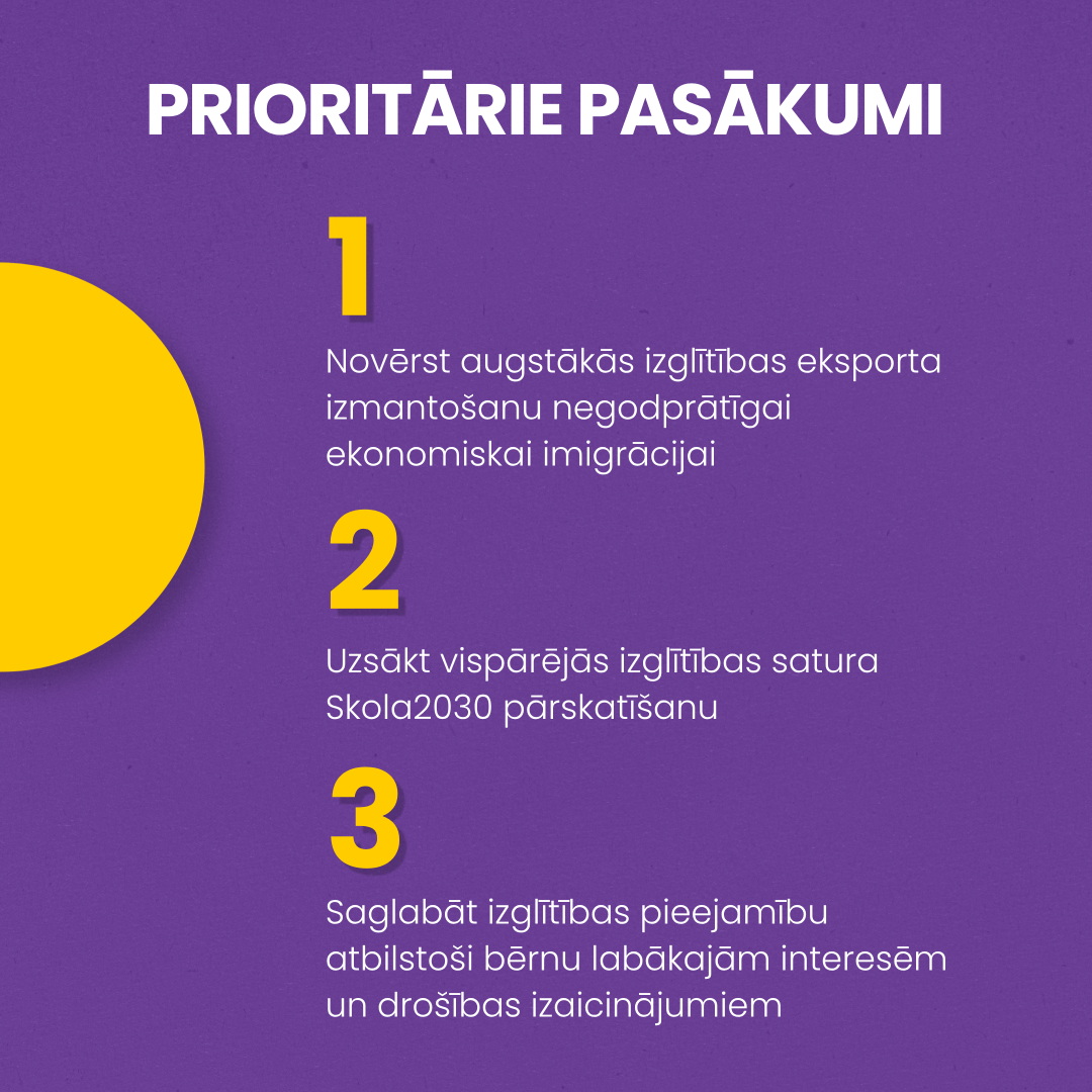 3 prioritārie pasākumi