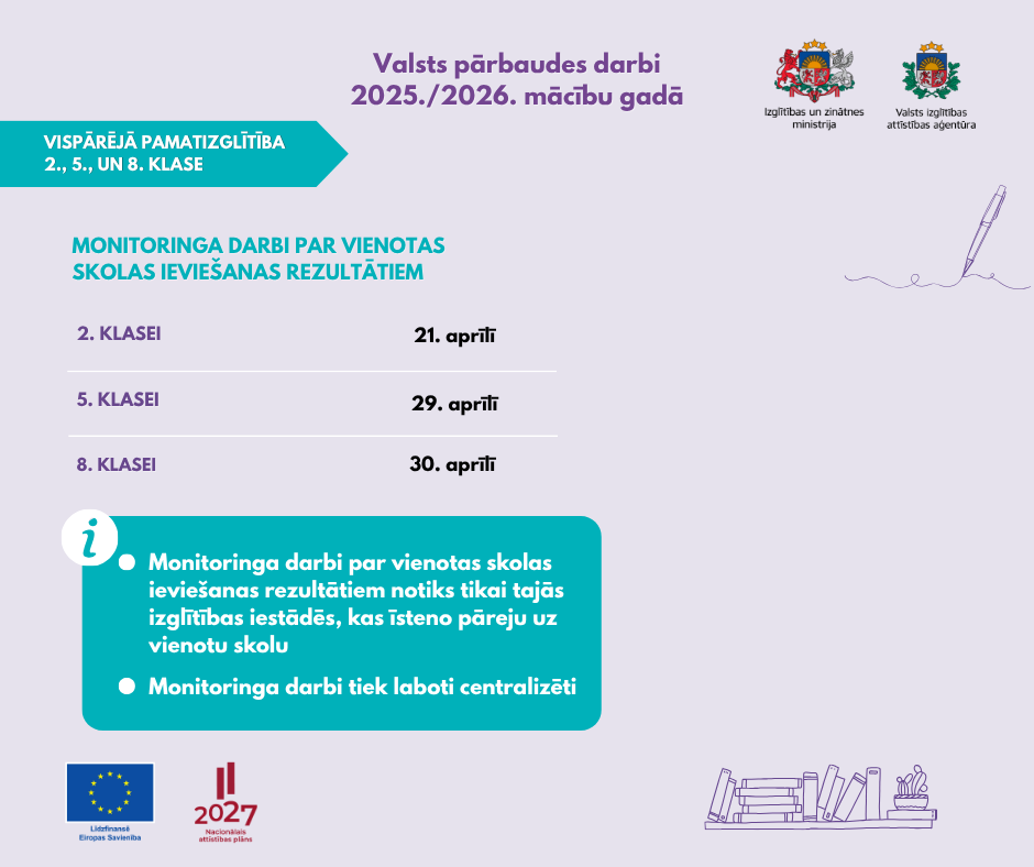 VPD 2025./2026. mācību gadā – 2., 5., 8. klase