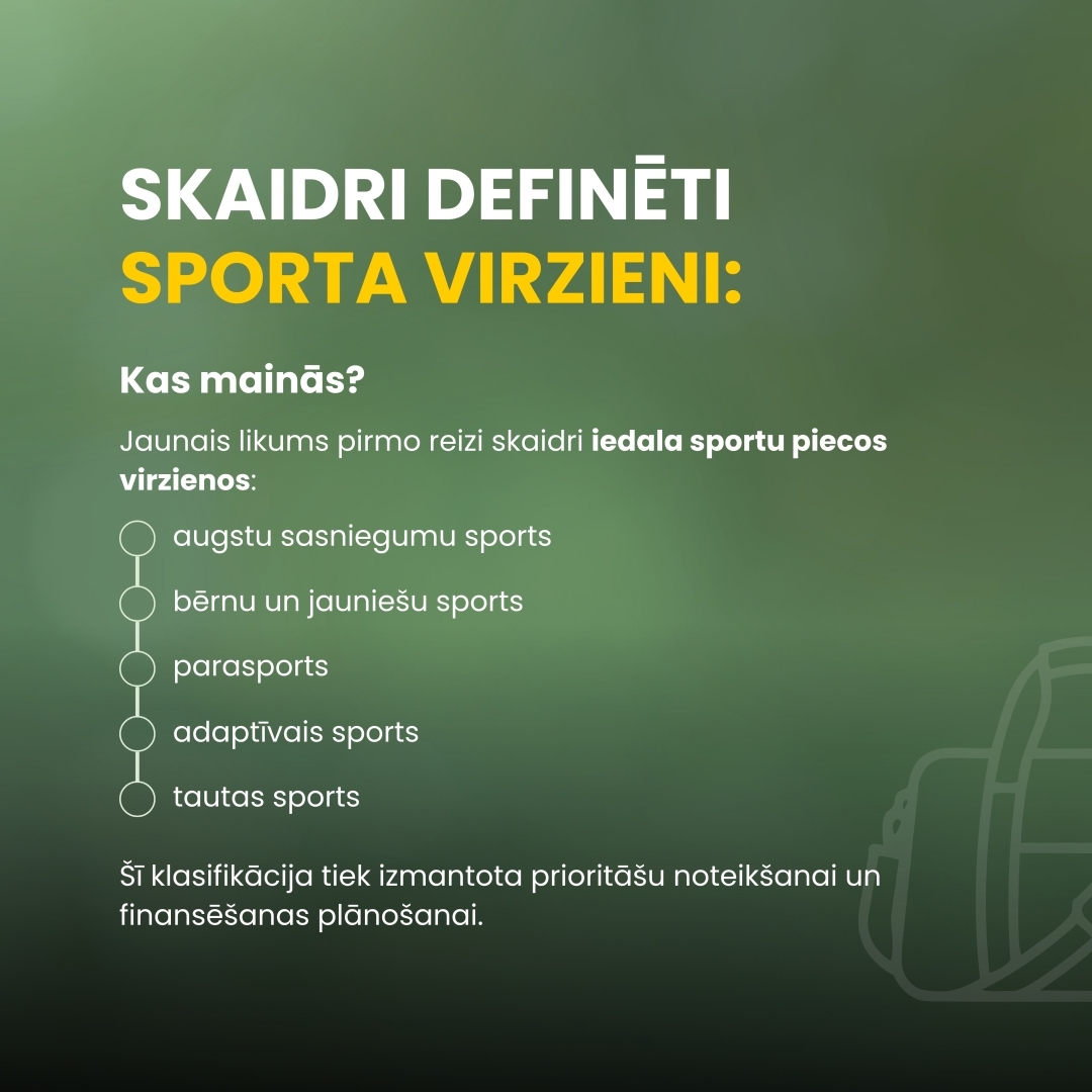Skaidri definēti sporta virzieni.