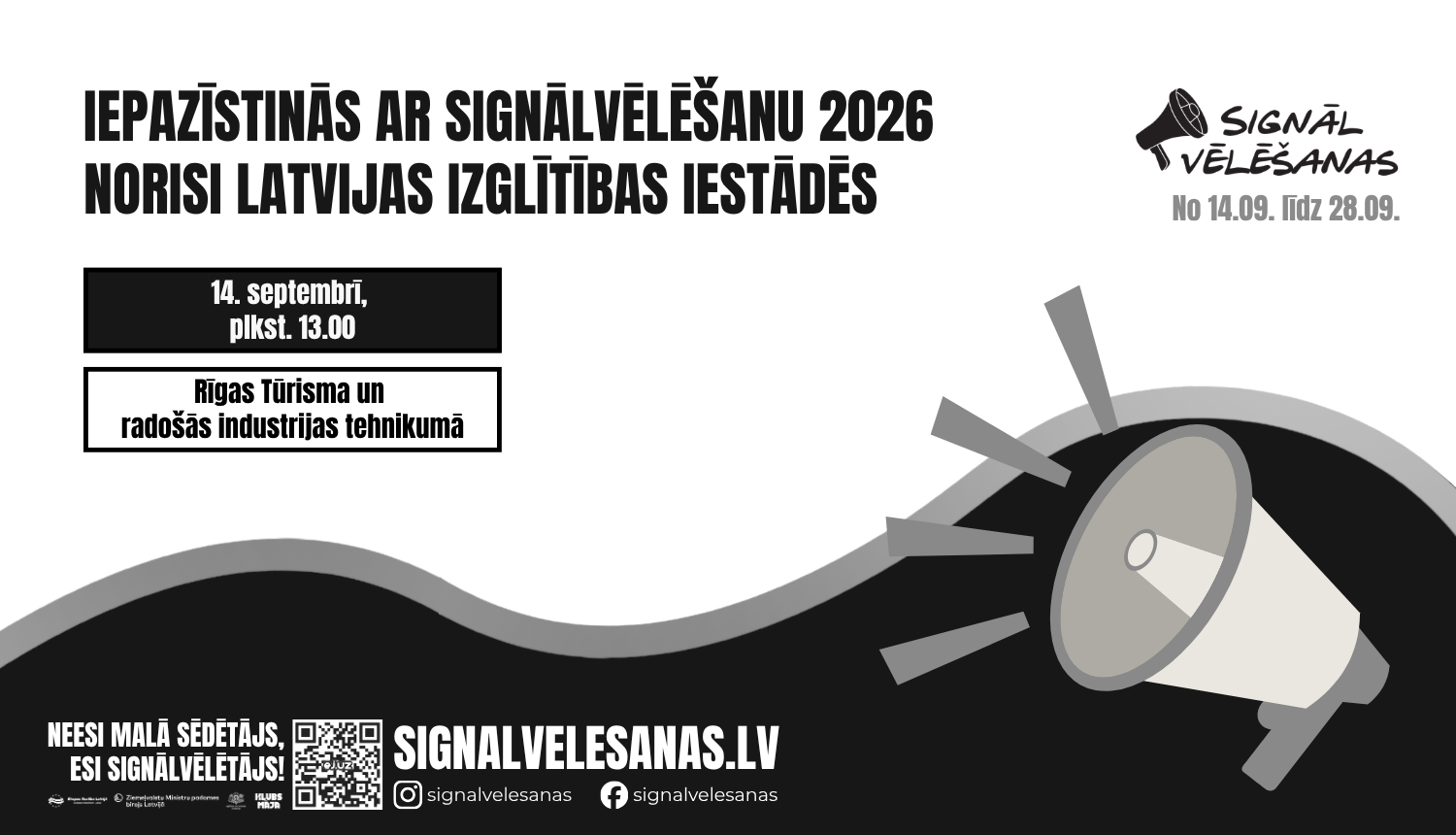 Vizuālis ar pamatinformāciju par preses konferenci, kurā iepazīstinās ar Signālvēlēšanu 2026 norisi Latvijas izglītības iestādēs
