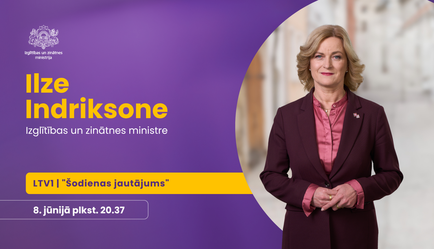 IZM ministres Ilzes Indriksones intervija LTV1 raidījumā "Šodienas jautājums"