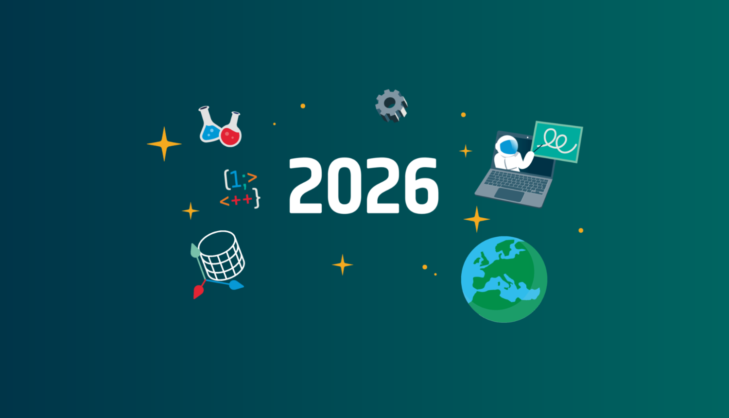 Kosmoda, pētniecības elementi. Tekstā "2026"