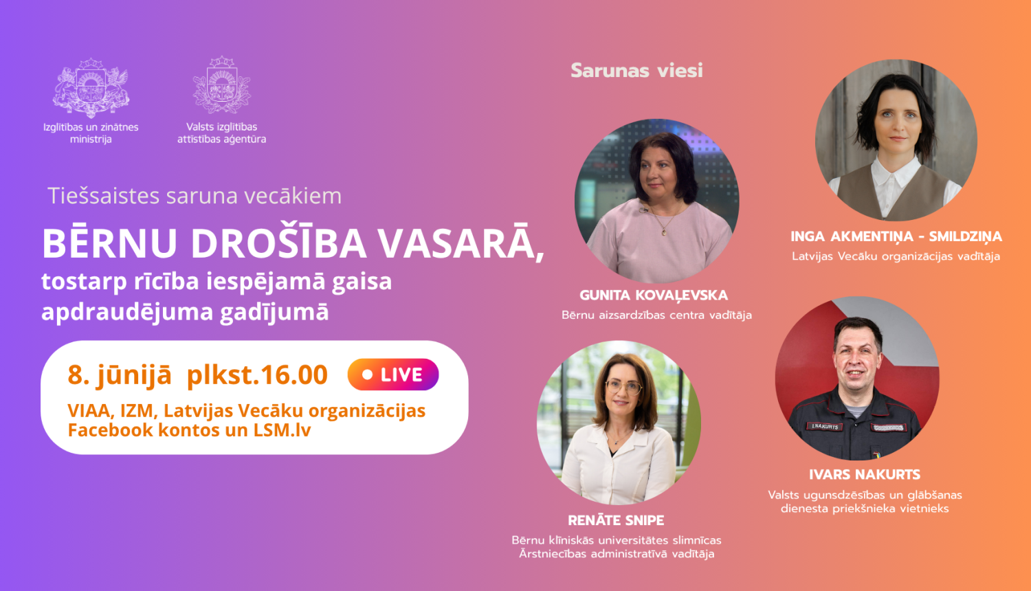 Tiešsaistes saruna par bērnu drošību vasarā un rīcību iespējamā gaisa apdraudējuma gadījumā