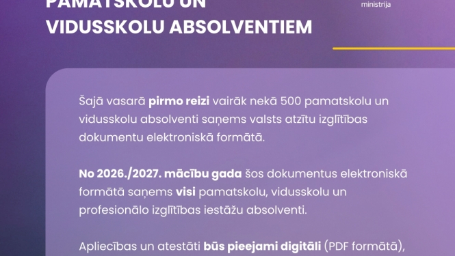 E-diplomi pamatskolu un vidusskolu absolventiem