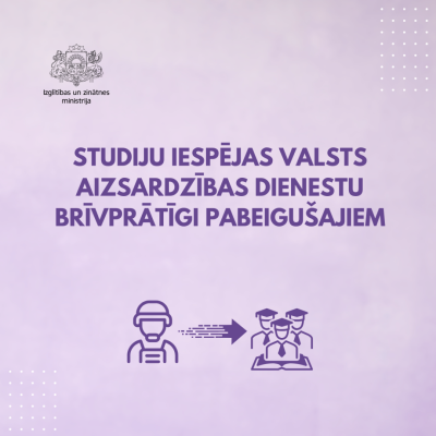 Studiju iespējas valsts aizsardzības dienestu brīvprātīgi pabeigušajiem vizuālais materiāls