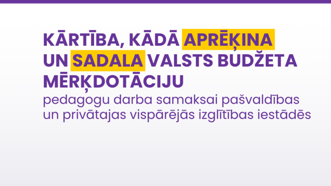 Kārtība, kādā aprēķina un sadala valsts budžeta mērķdotāciju pedagogu darba samaksai pašvaldības un privātajas vispārējās izglītības iestādēs