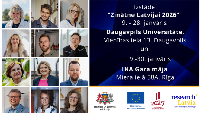 Ceļojošā izstāde "Zinātne Latvijai 2026" no 9. līdz 28. janvārim DU un LKA Gara mājā