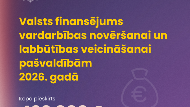 Valsts finansējums vardarbības novēršanai un labbūtības veicināšanai pašvadībām 2026. gadā