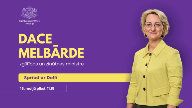 IZM ministres Daces Melbārdes intervija Delfi raidījumā "Spried ar Delfi", 15.maijā plkst. 11.15