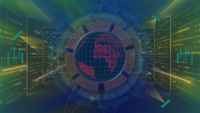 Ilustratīvs attēls ar digitāli veidotu Zemeslodi