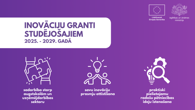 Inovāciju granti studējošajiem 2025. - 2029. gadā
