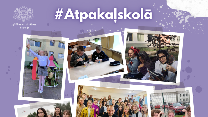 "Atpakaļ skolā" attēlu kolāža 