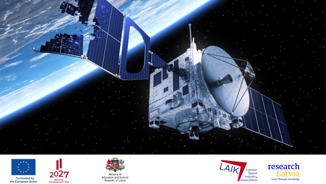 Satelīts, nedaudz redzama Zeme