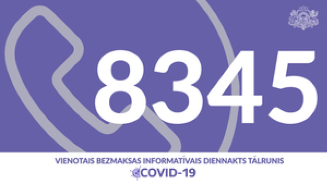 Izveidots vienots diennakts tālrunis 8345 ar Covid-19 saistīto jautājumu noskaidrošanai