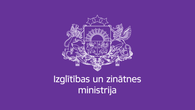 IZM logo uz violeta fona