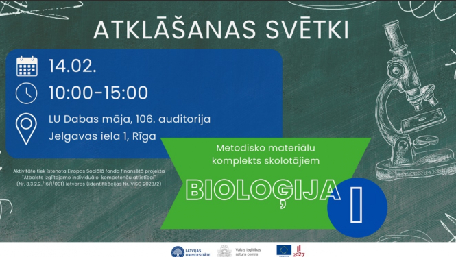 Bioloģija I metodisko materiālu atklāšanas pasākuma vizuālais plakāts