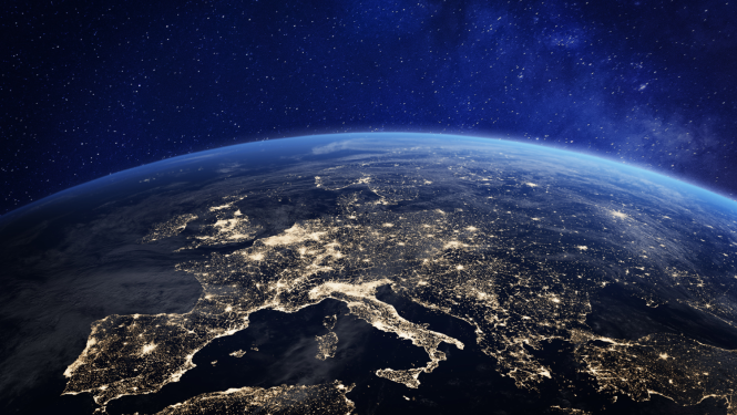Naksnīgs skats uz Eiropu no satelīta 