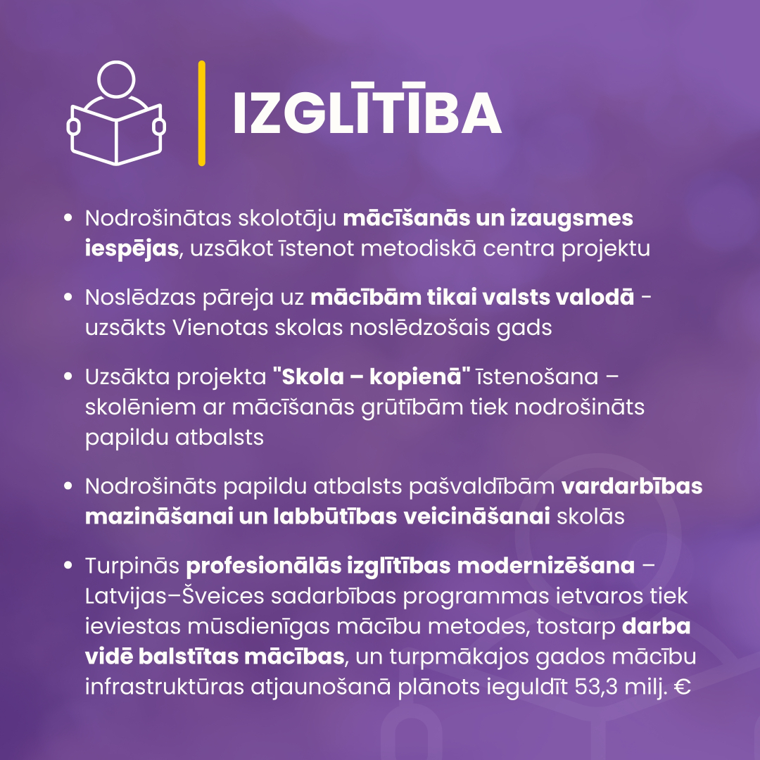 Apkopojums par paveikto izglītības jomā