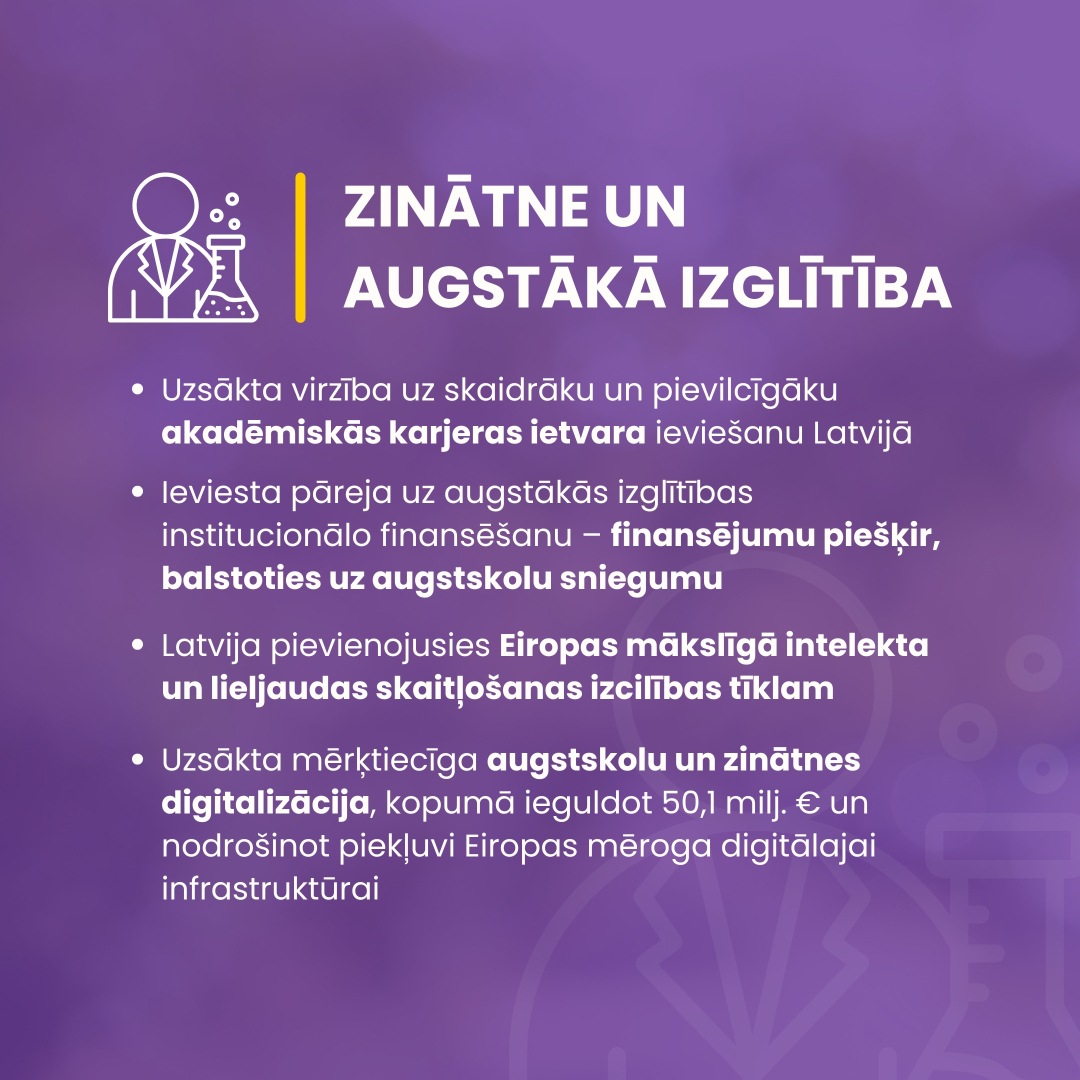 Apkopojums par paveikto zinātnes un augstākās izglītības jomā