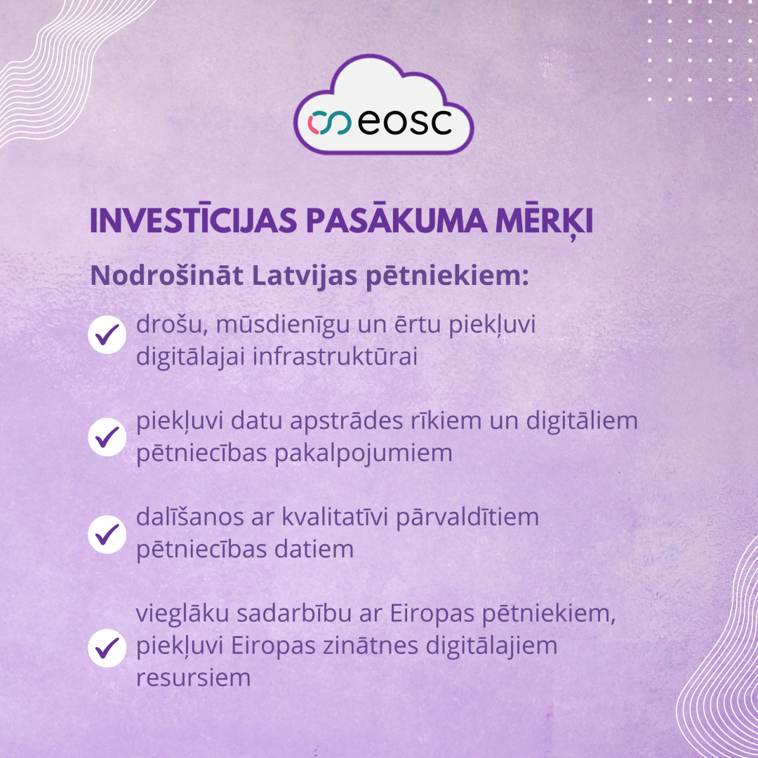 Investīcijas pasākuma mērķi