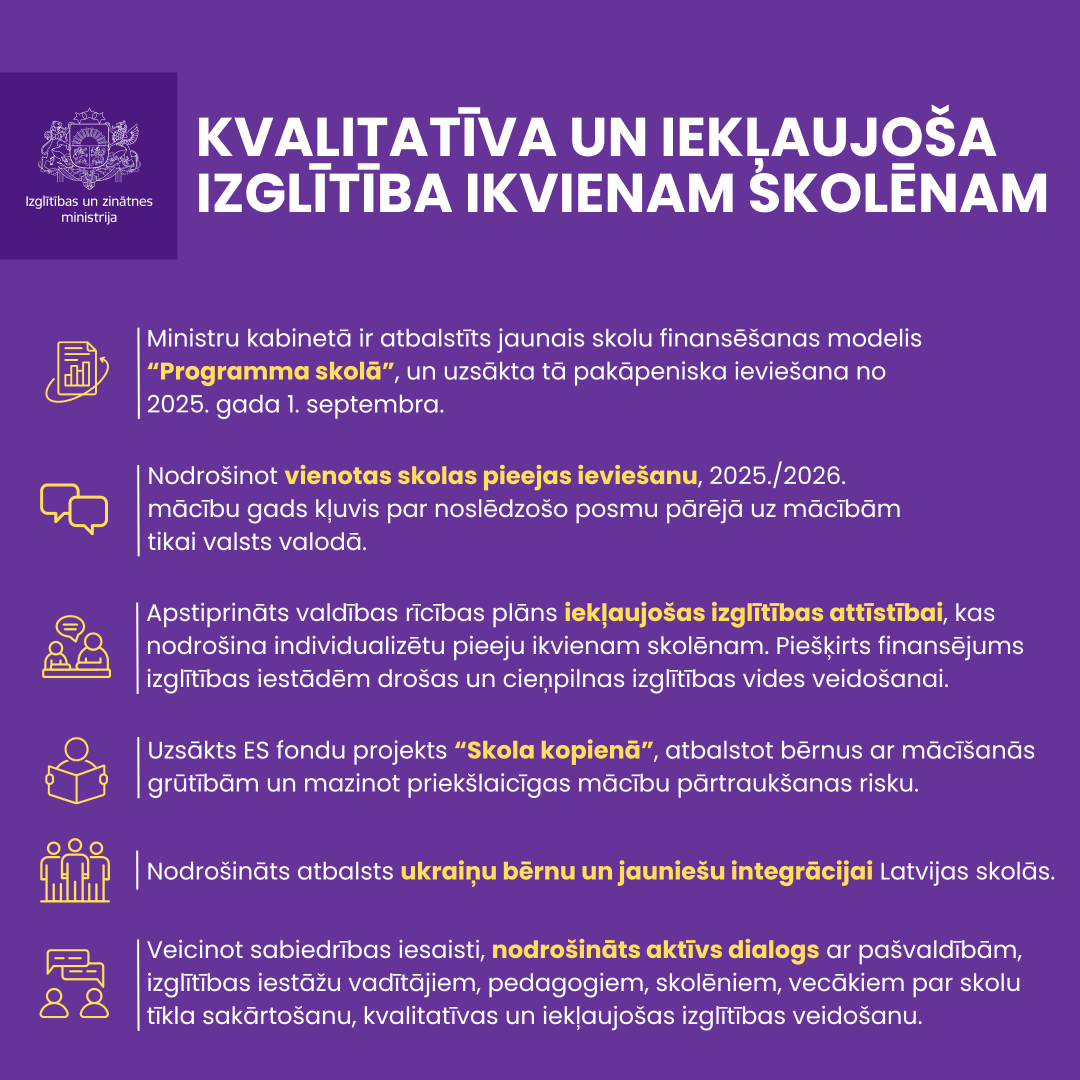 Kvalitatīva un iekļaujoša izglītība ikvienam skolēnam