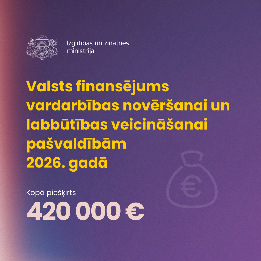 Valsts finansējums vardarbības novēršanai un labbūtības veicināšanai pašvadībām 2026. gadā