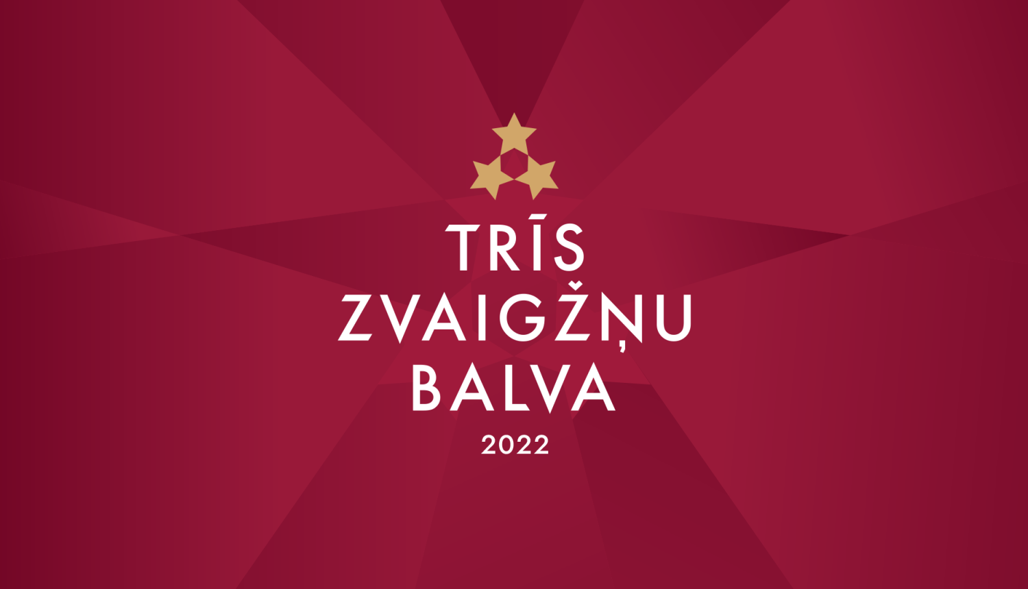 Trīs zvaigžņu balvas logo uz karoga krāsas fona
