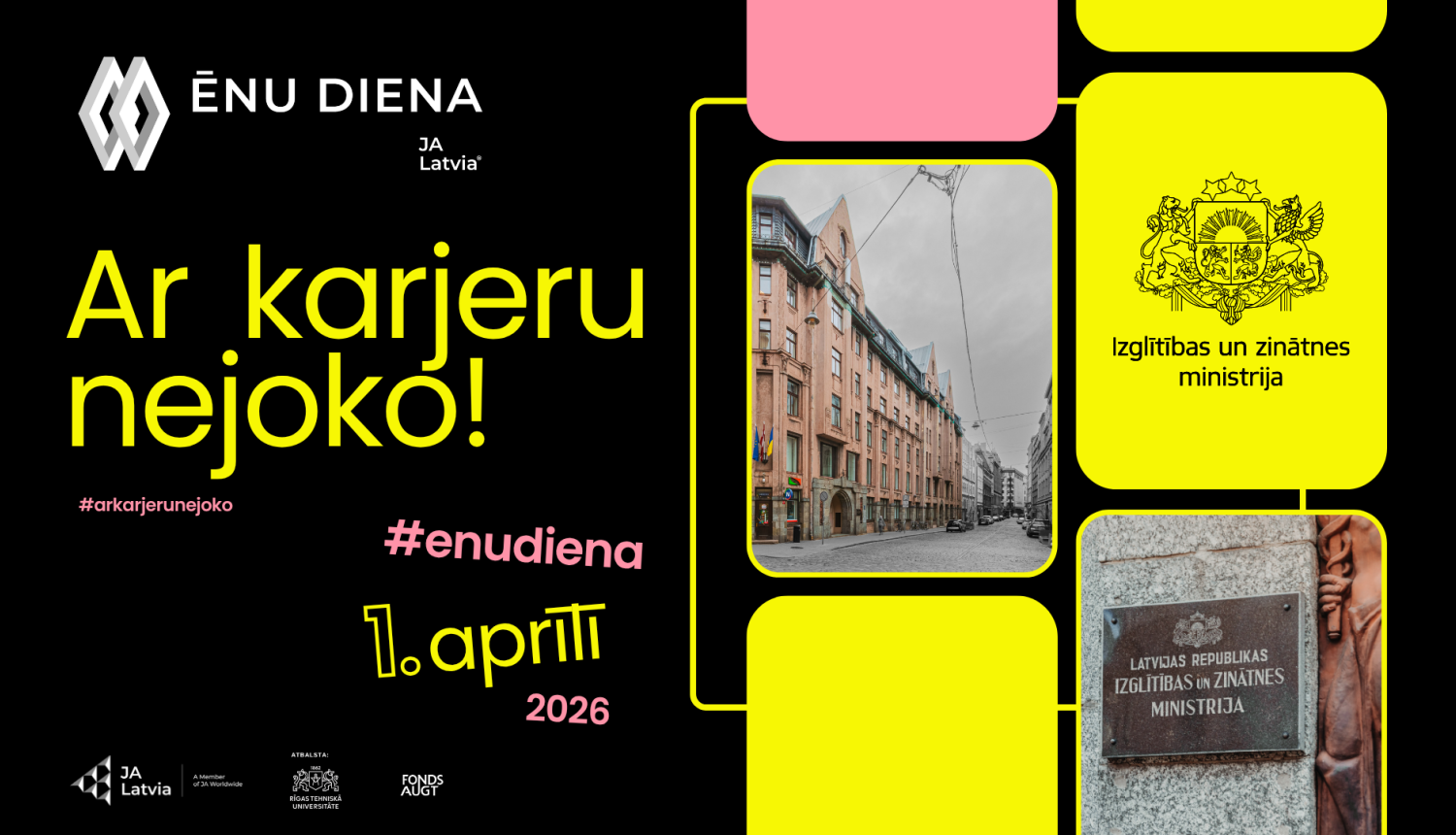 "1. aprīlis - Ēnu diena. Ar karjeru nejoko!", bildes ar IZM ēku