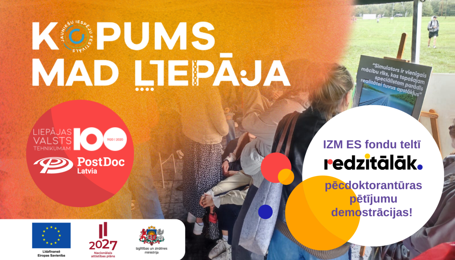 Festivāls "Kopums" un MAD Liepāja vizuālis par IZM ES fondu telti "Redzi tālāk"