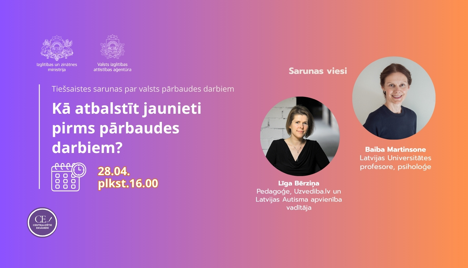 Tiešsaistes sarunu cikla 5. saruna "Kā atbalstīt jaunieti pirms pārbaudes darbiem?"