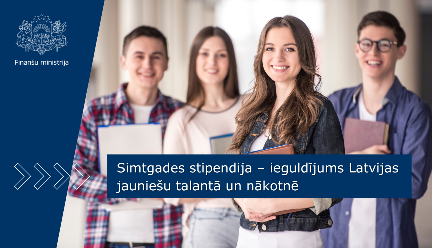 Smaidīgi jaunieši, tekstā "Simtgades stipendija – ieguldījums Latvijas jauniešu talantā un nākotnē"