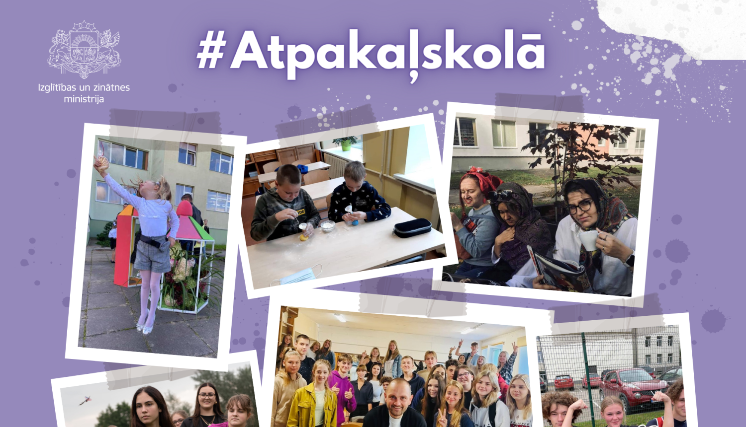 "Atpakaļ skolā" attēlu kolāža 