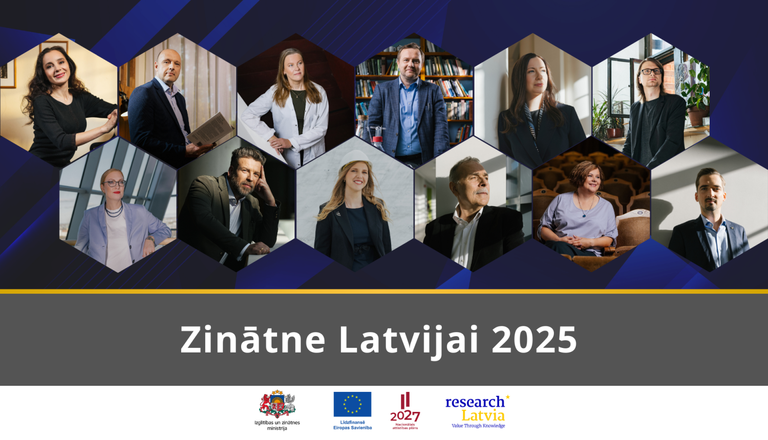 Zinātne Latvijai 2025 kalendārs, redzami dalībnieku portreti