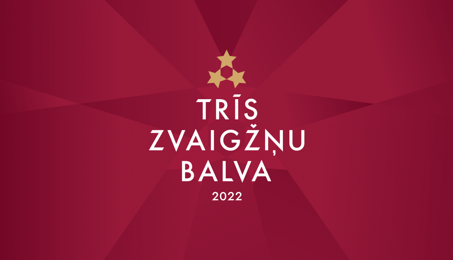 Trīs zvaigžņu balvas logo uz karoga krāsas fona