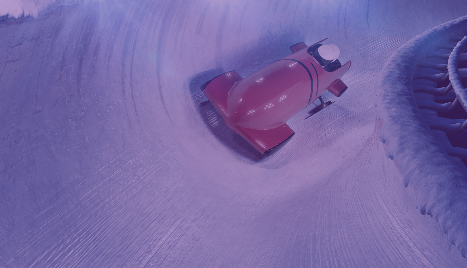 Bobsleja trase ar sportistiem