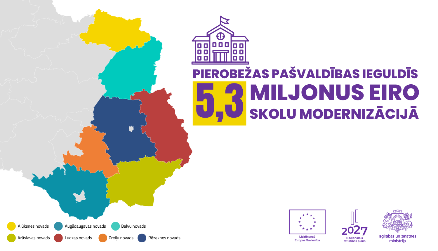 Pierobežas pašvaldības ieguldīs 5,3 miljonus eiro skolu modernizācijā